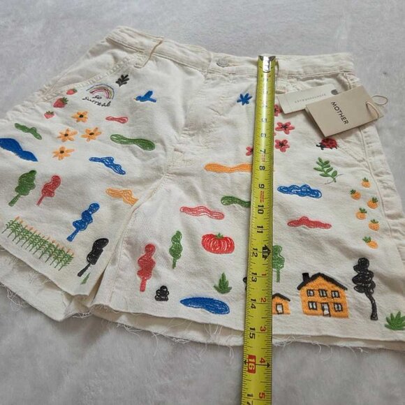 New 26 Mother x Anthropologie The Stud Finder shorts No Rainbows without Rain - Picture 7 of 11